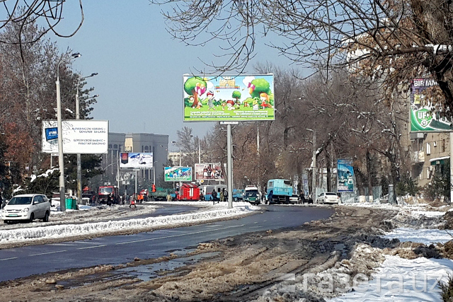 Улица Мирабадская, перекрытая в связи с пожаром.