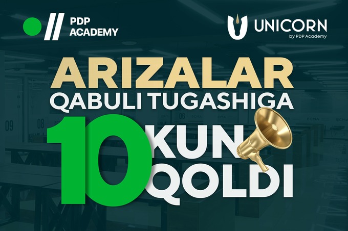 PDP Academy`дан «Unicorn» таълим гранти учун аризалар қабули якунланишига 10 кун қолди