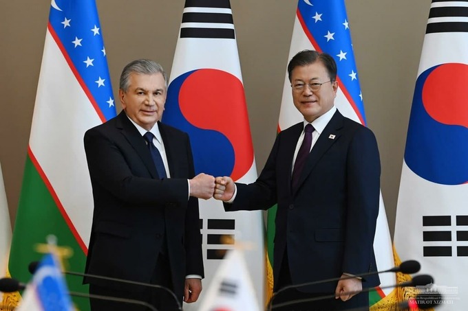 Shavkat Mirziyoyev va Mun Chje In qo‘shma bayonotni qabul qildi