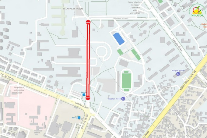 Тошкентда Беруний метроси яқинидаги кўча 6 кунга ёпилади