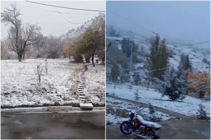 В горных районах Узбекистана выпал снег (видео)