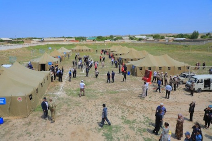 Evacuation drills for residents of the Jush neighborhood in the Koshrabad district of Samarkand region.