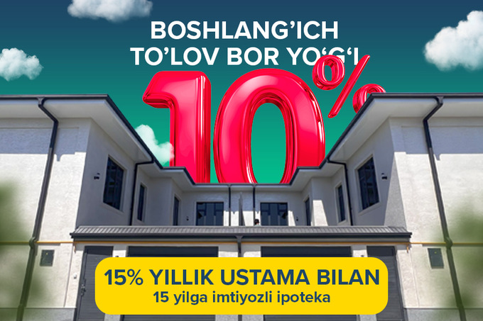 Onix kottejlarini 10% boshlang‘ich to‘lov bilan imtiyozli ipoteka xizmati asosida taqdim etmoqda